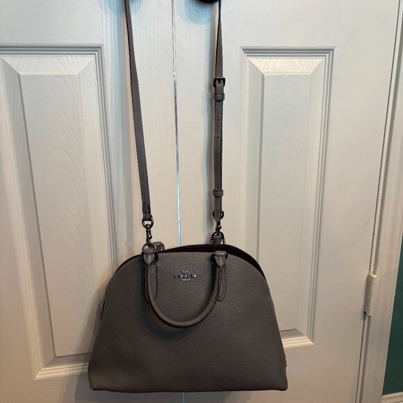 Coach Pebbled Leather Quinn Satchel – Grey Structured Handbag - Picture 17 of 17